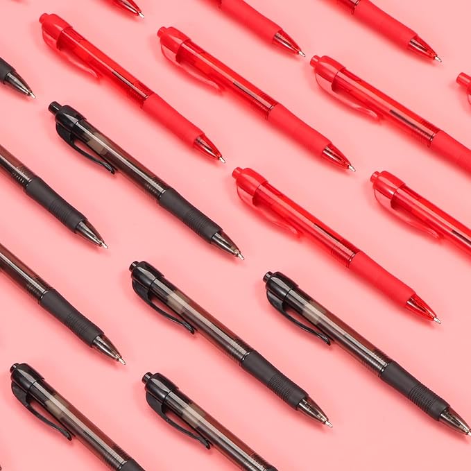 deegtran Pens Bulk, 50 Pack No Bleed Black & Red Ink Click Pens - Image 4