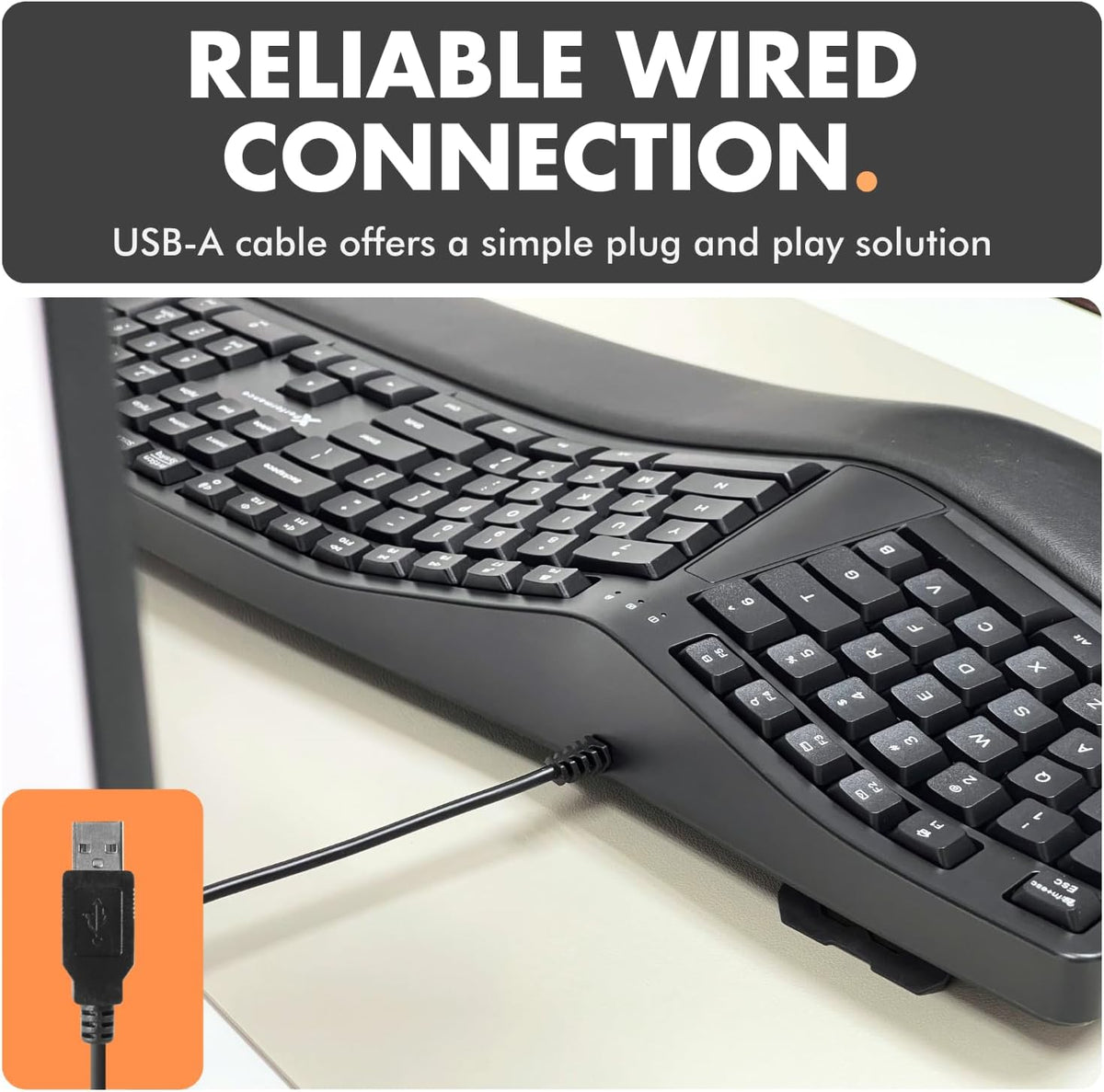 X9 Wired Ergonomic Keyboard with Cushioned Wrist Rest - Type Comfortably Long...
