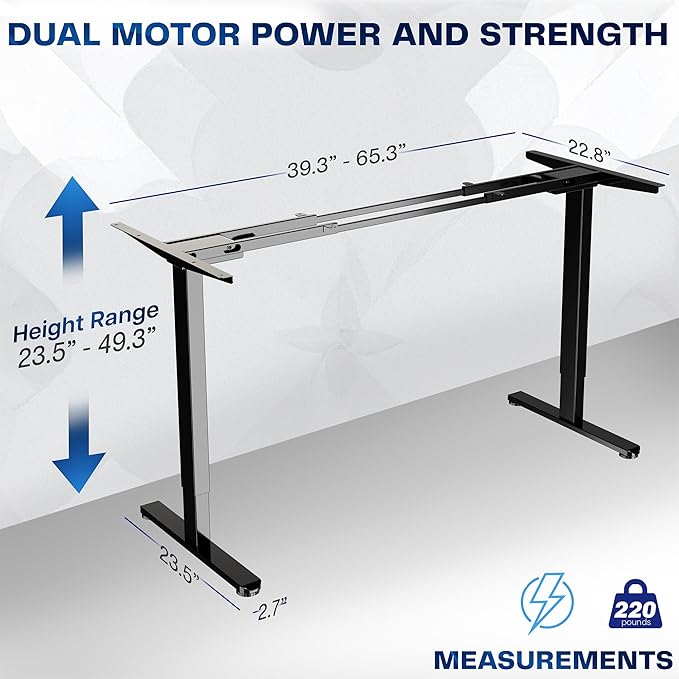 VIVO Electric Dual Motor Stand Up Desk Frame - Image 3