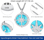 Compass Necklace for Women Men 925 Sterling Silver Pendant Urn Necklaces for - Image 3