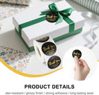 Yoption 500 Pcs 1.5 Inch Black Thank You Stickers Roll for Small Business, Self-Adhesive Envelope Seal Stickers