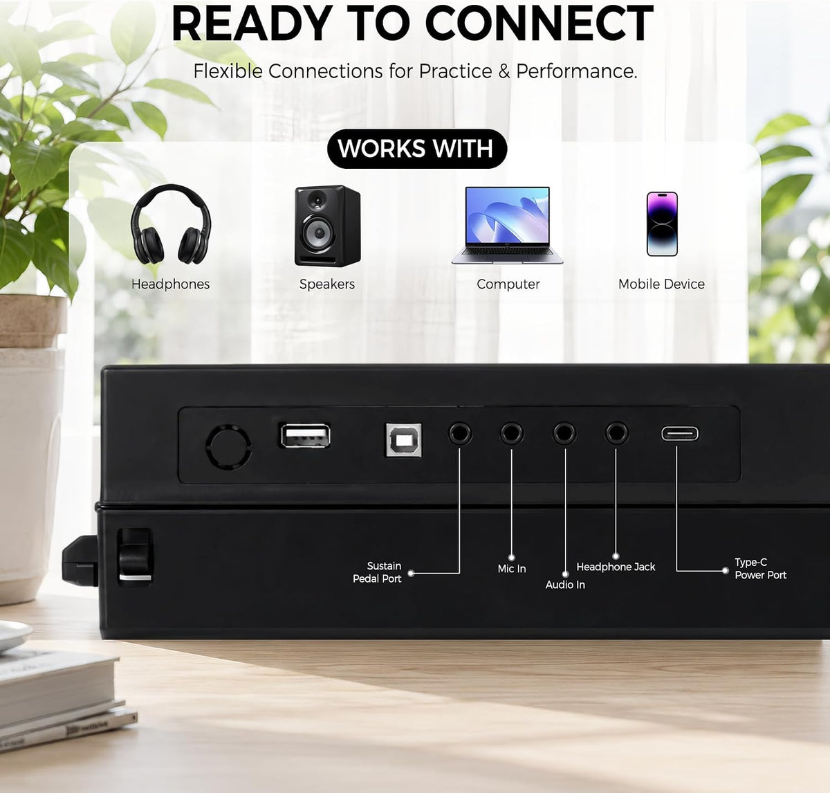 Carina 88-Key Foldable Digital Piano, Semi-Weighted, Portable Keyboard