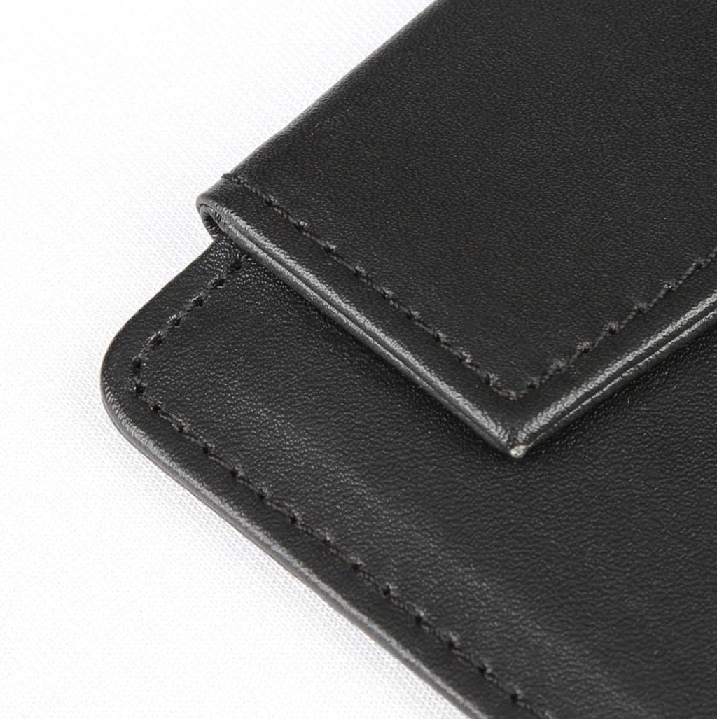 WELLYUK 4.7" X 7.5" PU Leather Clipboard, A6 File Clip Document Organizer Writing Pad Office Business Card Holder, Magnetic Conference Pad with Pen Holder, Black