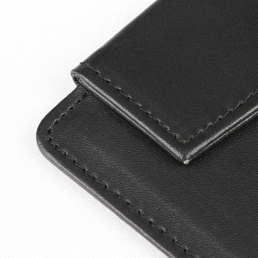 WELLYUK 4.7" X 7.5" PU Leather Clipboard, A6 File Clip Document Organizer Writing Pad Office Business Card Holder, Magnetic Conference Pad with Pen Holder, Black