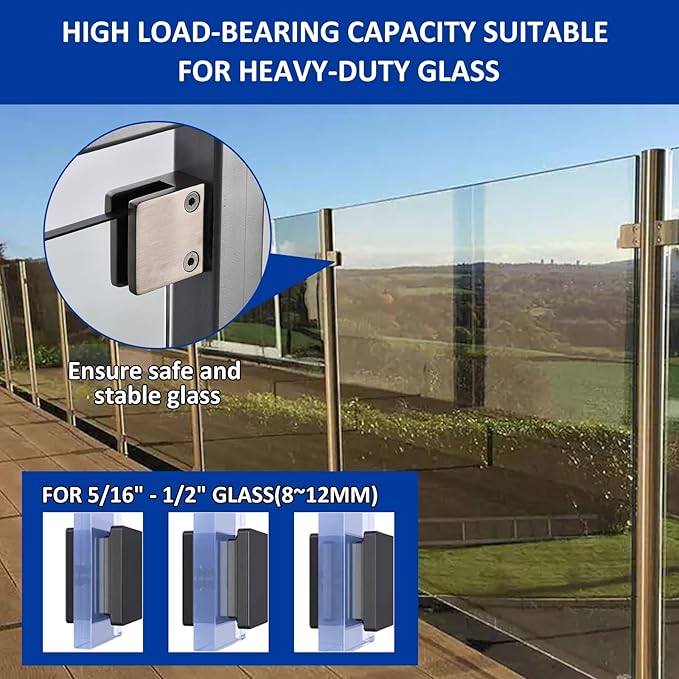 Glass Clamp－4PCS Adjustable Glass Shelf Bracket, 1/3 "-1/2 " 304 Stainless - Image 3