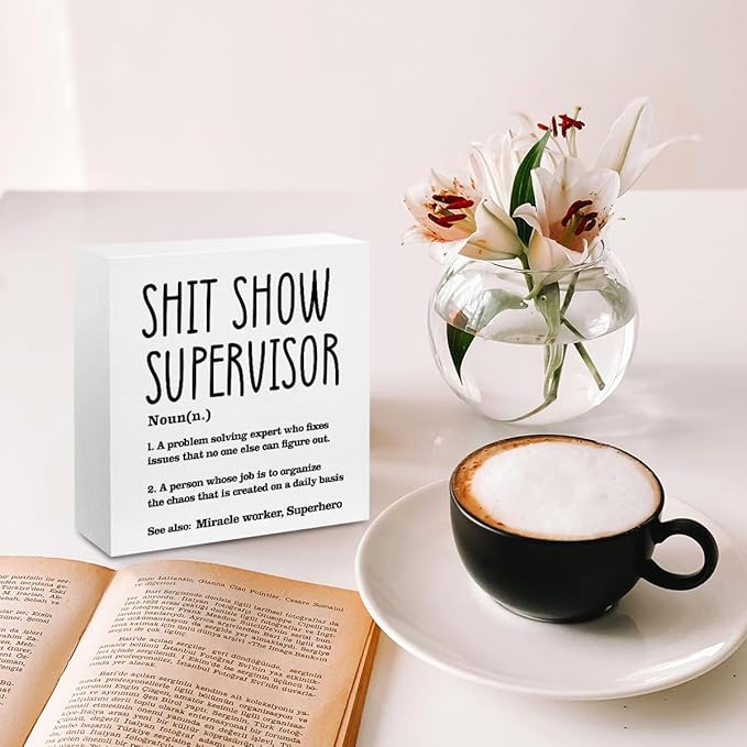 Supervisor Gifts for Women Funny Office Decor, Sarcastic Wooden Box Sign - Image 4