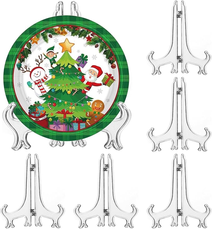 LonlyEagle 6 Pack 9 Inch Clear Plastic Easels or Stand/Plate Holders to Display by LonlyEagle
