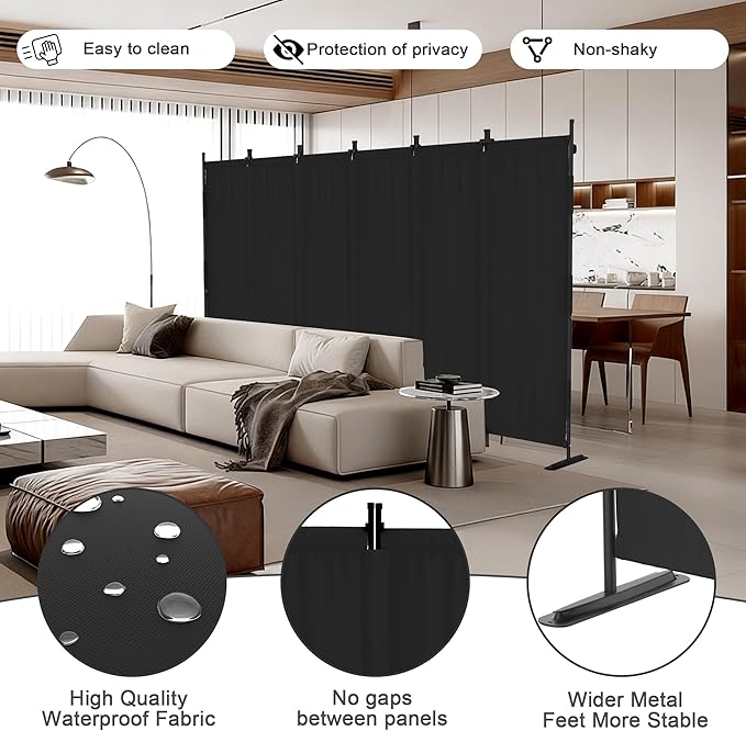Kecreque 6 Panel Room Divider, 6ft Folding Screen Portable Wall Partition Room - Image 2