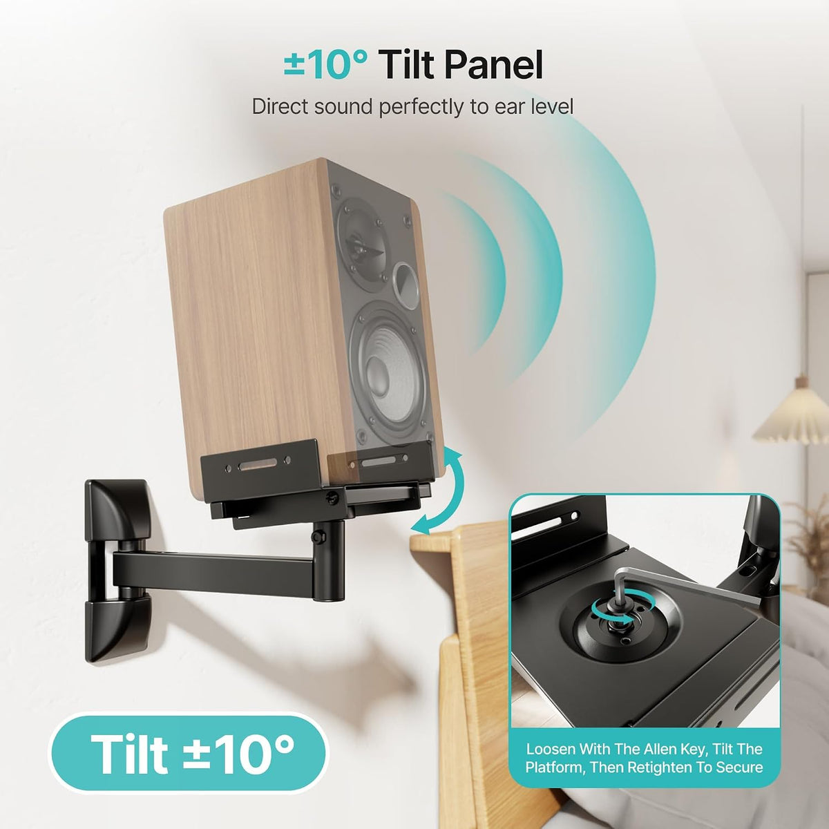 Speaker Wall Mounts, 55 lbs Capacity, Widths from 5.1” to 11.2”,1 Pair