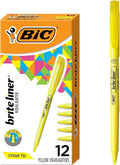 BIC Brite Liner Highlighters, Chisel Tip, 12-Count Pack of Yellow Highlighters by BIC