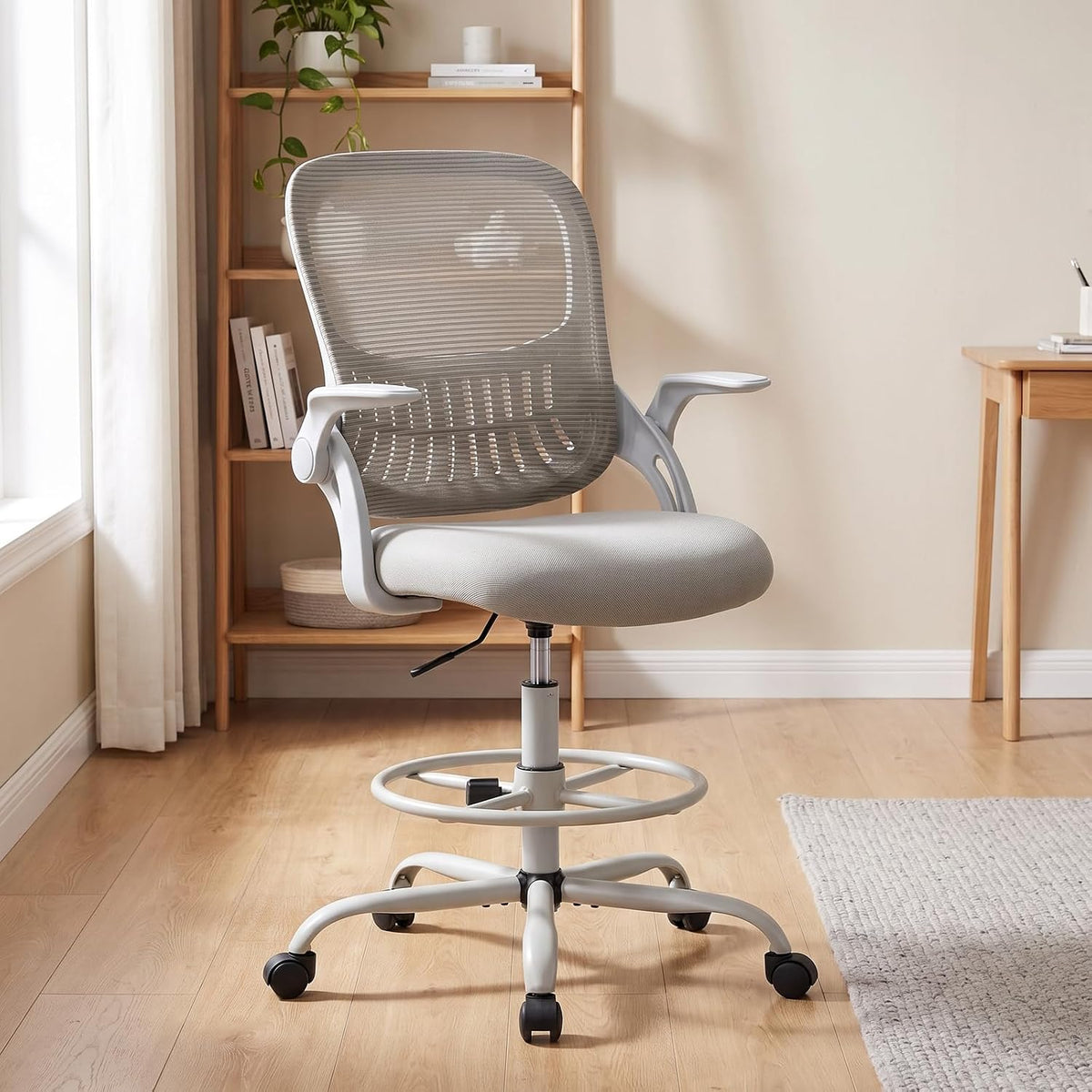 Sweetcrispy Tall Drafting Office Desk Chair - Ergonomic High Stool Computer C...