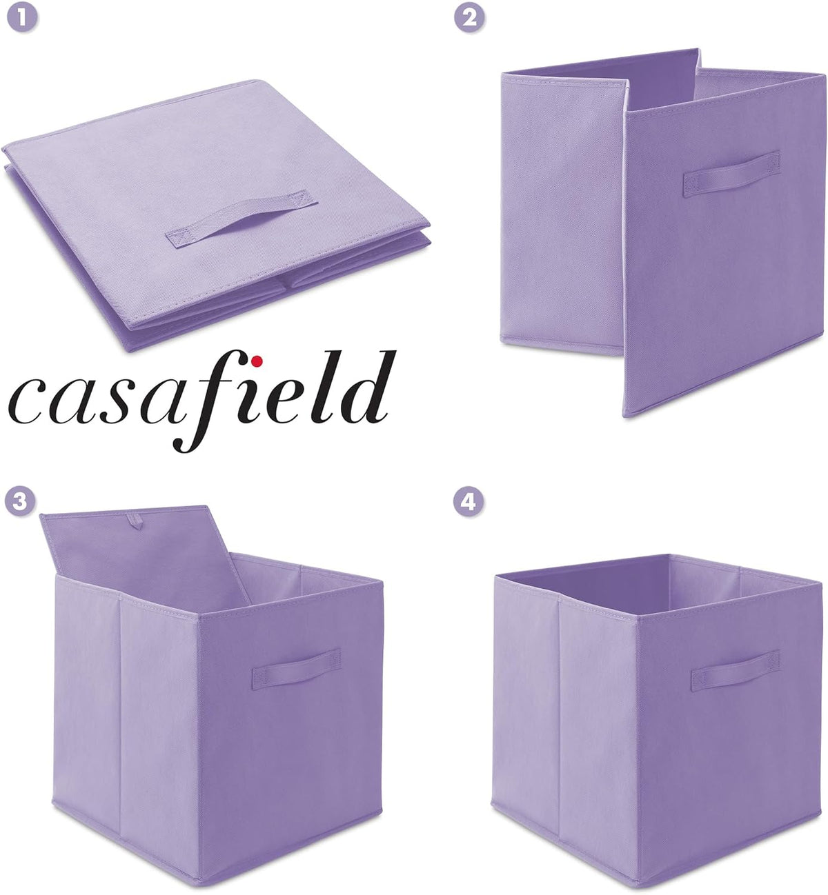 Casafield Set of 12 Collapsible Fabric Cube Storage Bins, Lavender - 13"...