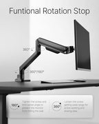 monTEK Deluxe Monitor Arm up to 40 Inch Holds 26.4 lbs Curved Screens Aluminum - Image 3