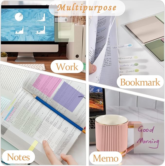 BAYTORY 700 Sheets Transparent Sticky Notes, Self-Adhesive Translucent Writable - Image 8