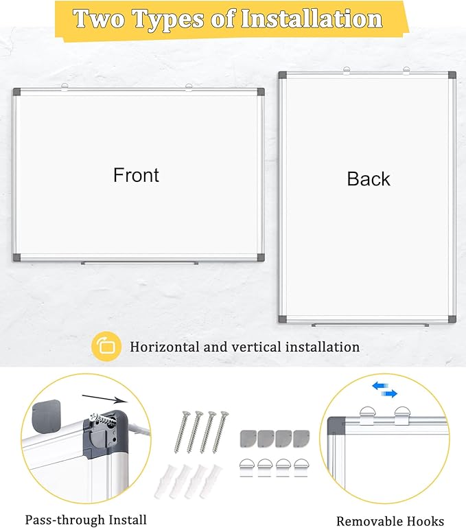 AMUSIGHT 2 Pack Double-Sided Magnetic Whiteboard, Aluminum Frame White Board - Image 6