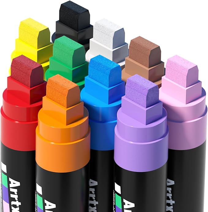 Arrtx 10-Piece Jumbo Acrylic Paint Markers, 15mm Felt Tip, Waterproof, DIY by Arrtx