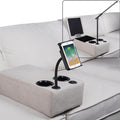 Removable Sofa Armrest with Cup Holder, PU Leather Multifunctional Couch Caddy Storage Arm rest with Power Wireless Charging Stand & LED Reading Light for Sofa Middle Seat Adjustable