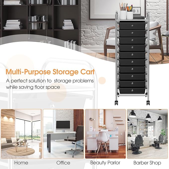 GLACER 10 Drawers Rolling Cart, Storage Cart - Image 8