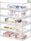 5 Pack Makeup Organizer Stackable, 12.1''L Bathroom Organizer and Storage by Stebopum