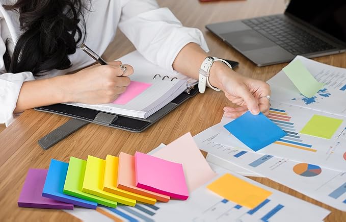 Sticky Notes 3 x 3 in, Bright Colorful Super Sticking Power Memo Post Stickies - Image 6