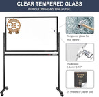 Mobile Clear Glass Whiteboard on Wheels - Image 3