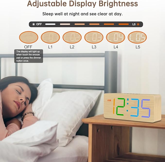 DreamSky Wooden Digital Alarm Clock - Image 5