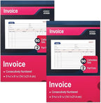 XKDOUS 2 Pack Invoice Book, 2-Part Carbonless, 5-9/16" x 8-7/16" Invoice by XKDOUS