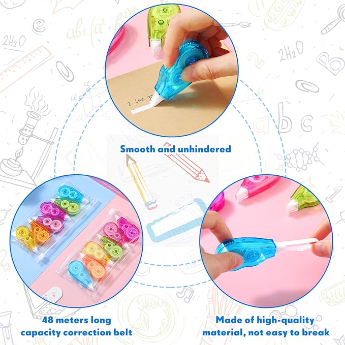 Chivao 100 Pack Mini Correction Tape Bulk Ink Corrector Eraser Tape Set Cute - Image 3