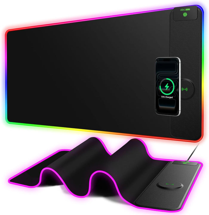 XXL RGB Gaming Mouse Pad with 15W Magnetic Wireless Charger