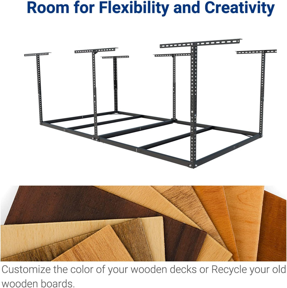 fleximounts 4x8 overhead garage storage rack, without decking, close-up detail