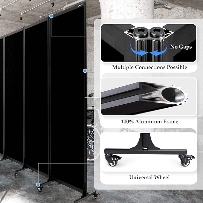 Upgrade Version Room Partition and Divider, Freestanding Rolling Dividers - Image 4