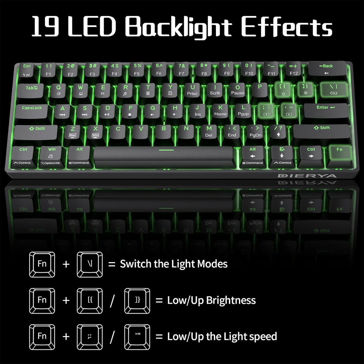 DIERYA 60% Mechanical Keyboard, DK61se Wired Gaming Keyboard with Blue Switch...