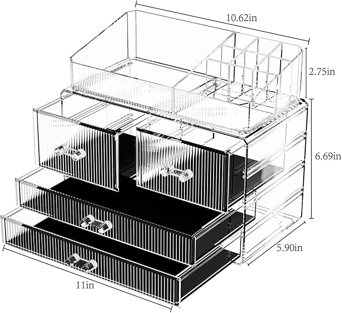 ZHIAI Stackable Storage Drawers, Acrylic Bathroom Counter Organizer Clear - Image 6