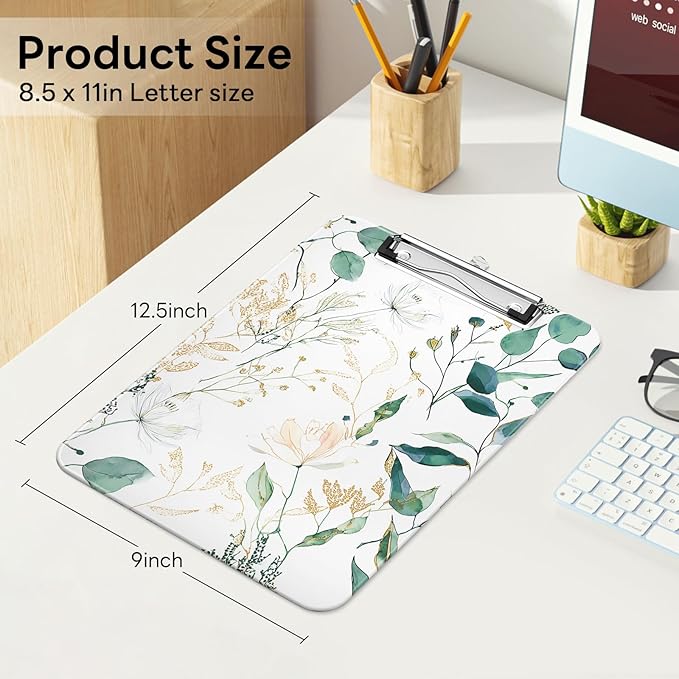 Luminzo Plastic Cute Clipboard Low-Profile Metal Clip, A4 Letter Size 9 x 12.5 - Image 2