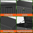 TARKARI 180 Gallon Lockable Resin Deck Box, Waterproof & UV-Resistant Outdoor - Image 5