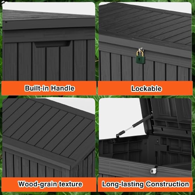 TARKARI 180 Gallon Lockable Resin Deck Box, Waterproof & UV-Resistant Outdoor - Image 5