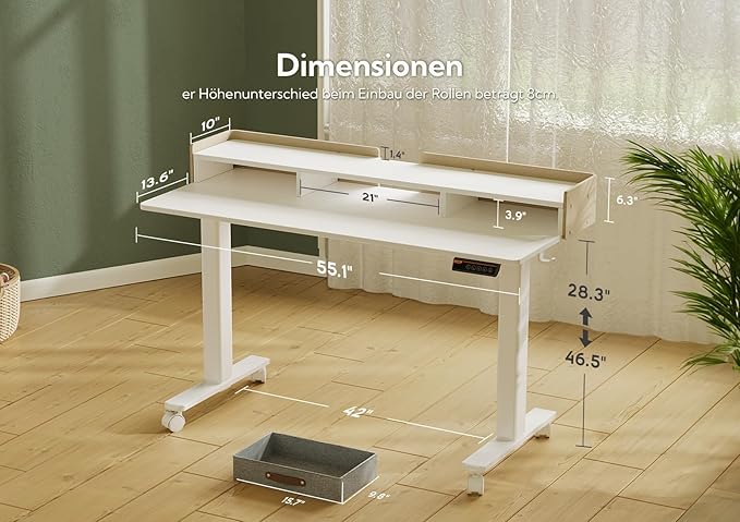 Claiks Standing Desk with Drawers, Stand Up Electric Standing Desk Adjustable - Image 3