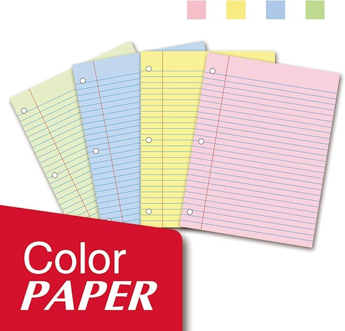 Kaisa Filler Paper Colored loose Leaf Paper, Wide Ruled 8x10.5in Colored Paper - Image 6