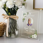 Personalized Memorial Glass Plaque, Custom Glass Plaque for Loss of Loved One, Keepsake Sympathy Gift and Celebration of Life Décor (8"x10", Design 2 (8x10))