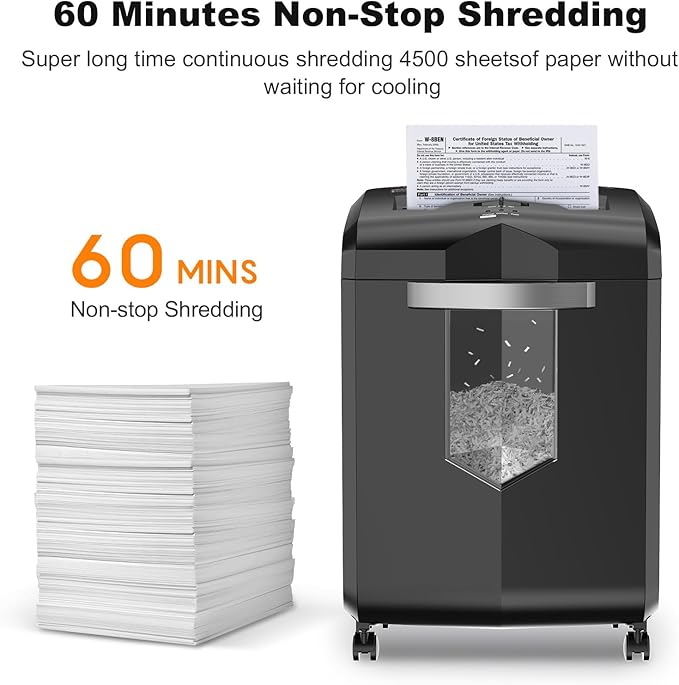 Bonsaii 16-Sheet Micro-Cut Paper Shredder 60-Minute Heavy Duty Office Use - Image 2