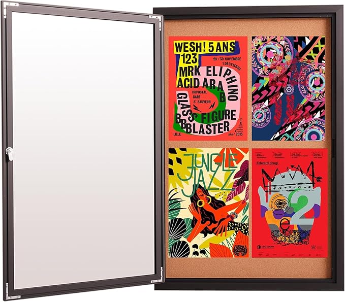 36x24 Inch Lockable Enclosed Bulletin Board, Weather-Resistant Outdoor by Unknown