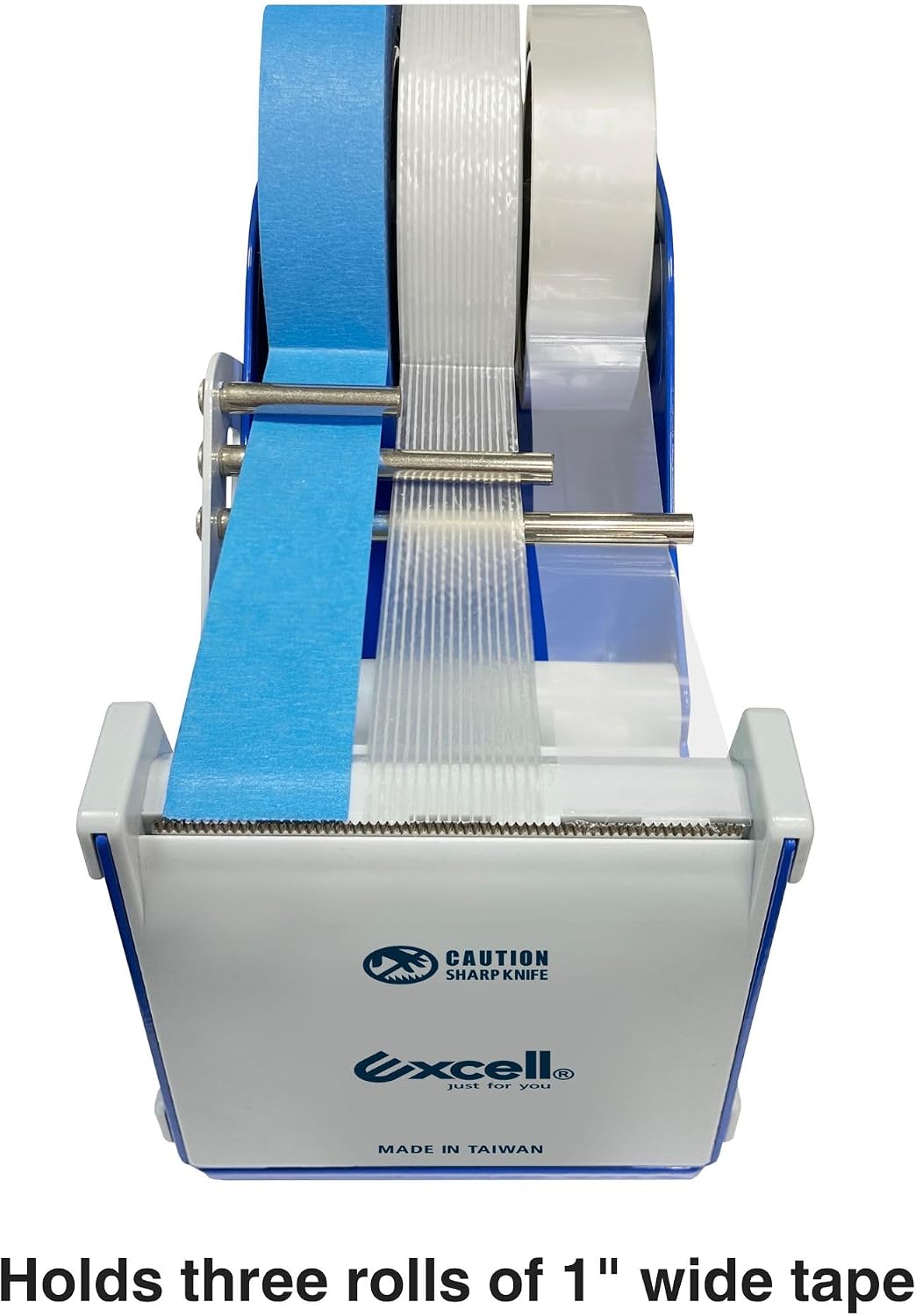 by Excell Deluxe Triple Extra Wide Metal Multi-Roll Desktop Tape Dispenser