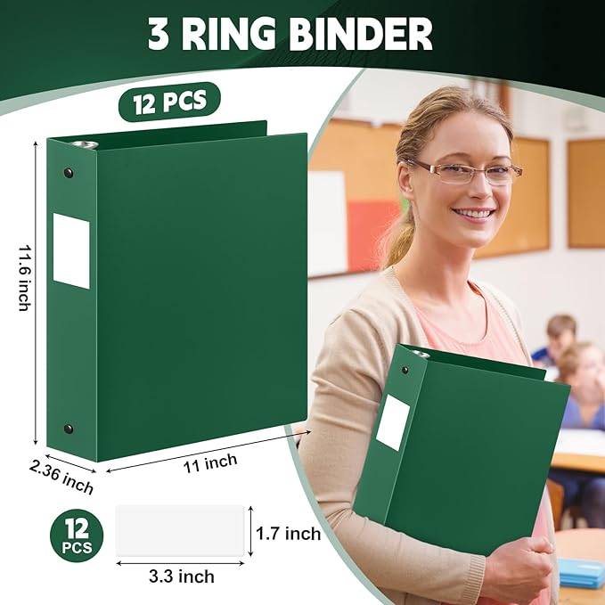 Henoyso 12 Pcs 3 Ring Binder 2 Inch Round Fits Letter Size 8.5'' x 11'' Paper - Image 2