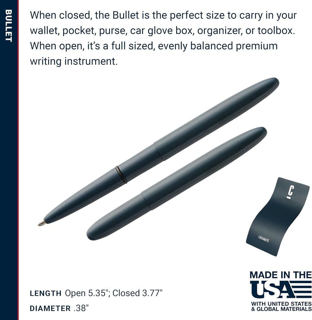 Fisher Space Pen Elite Navy Blue Cerakote Finish Ballpoint Bullet Pen | Medium Point, Compact Size, Writes Upside Down, Extreme Temperatures, Black Ink, Made in the USA