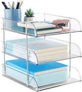 Noger Desk Organizers and Storage, 3 Tier Clear Heightened Stackable Paper Tray by Noger