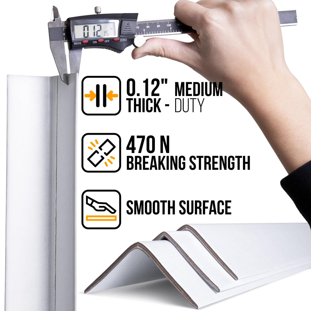 36" x 2" x 2" Reinforced Cardboard Edge Protectors, Pack of 48 | 0.12" Thick Medium-Duty Cardboard Corner Protectors for Shipping – American Quality V-Board Pallet Edge Protectors