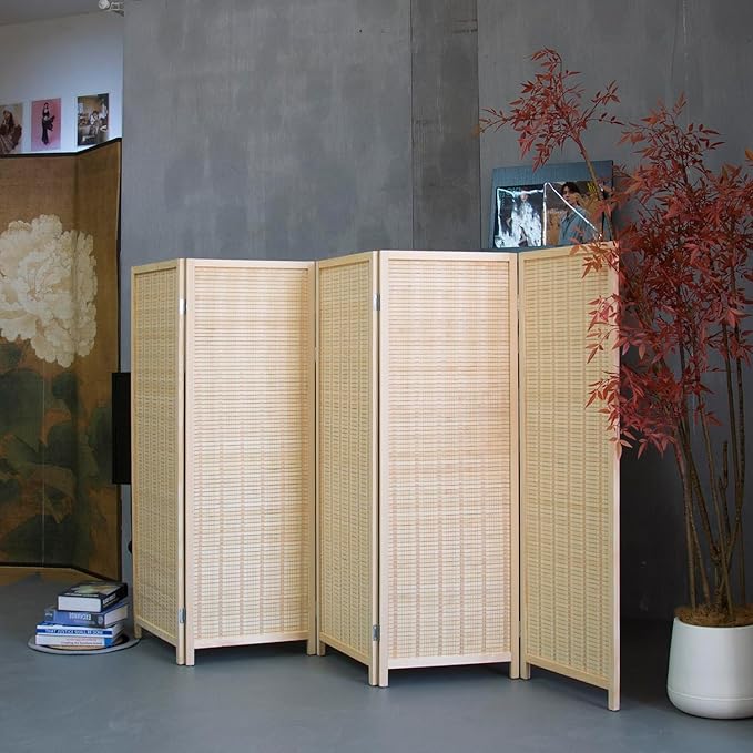 Furnnylane 5 Panel Short Room Divider Screen, Small Bamboo Panel Divider - Image 4