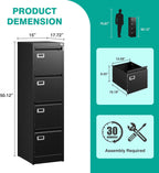 sisesol 4 drawer file cabinet with lock and, package contents