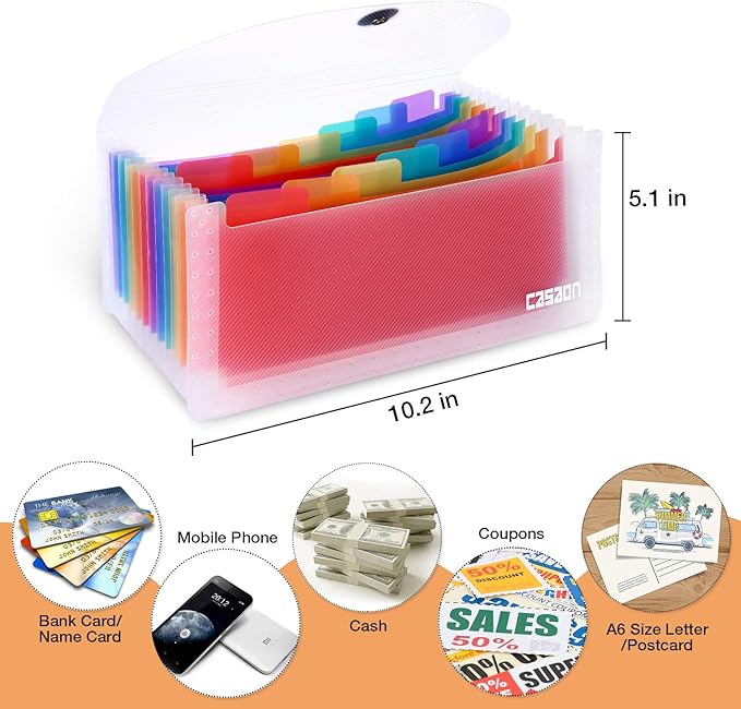 2 Pack 13-Pockets Expanding Accordion File Folder Mini Organizer Wallet - Image 2