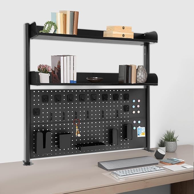 Dlinanta Clamp-On Pegboard Desk Organizer, 2-Tier Clamp On Desk Shelf - Image 2